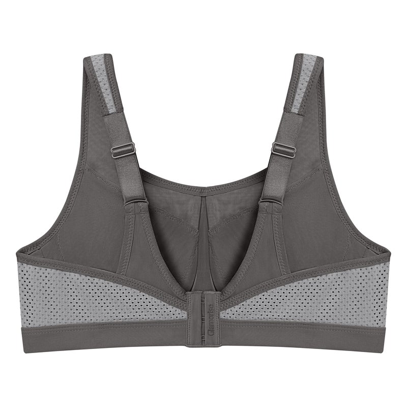 Glamorise Full Figure Plus Size High Impact Wonderwire Sports Bra Underwire #9066 Gray - Image 4